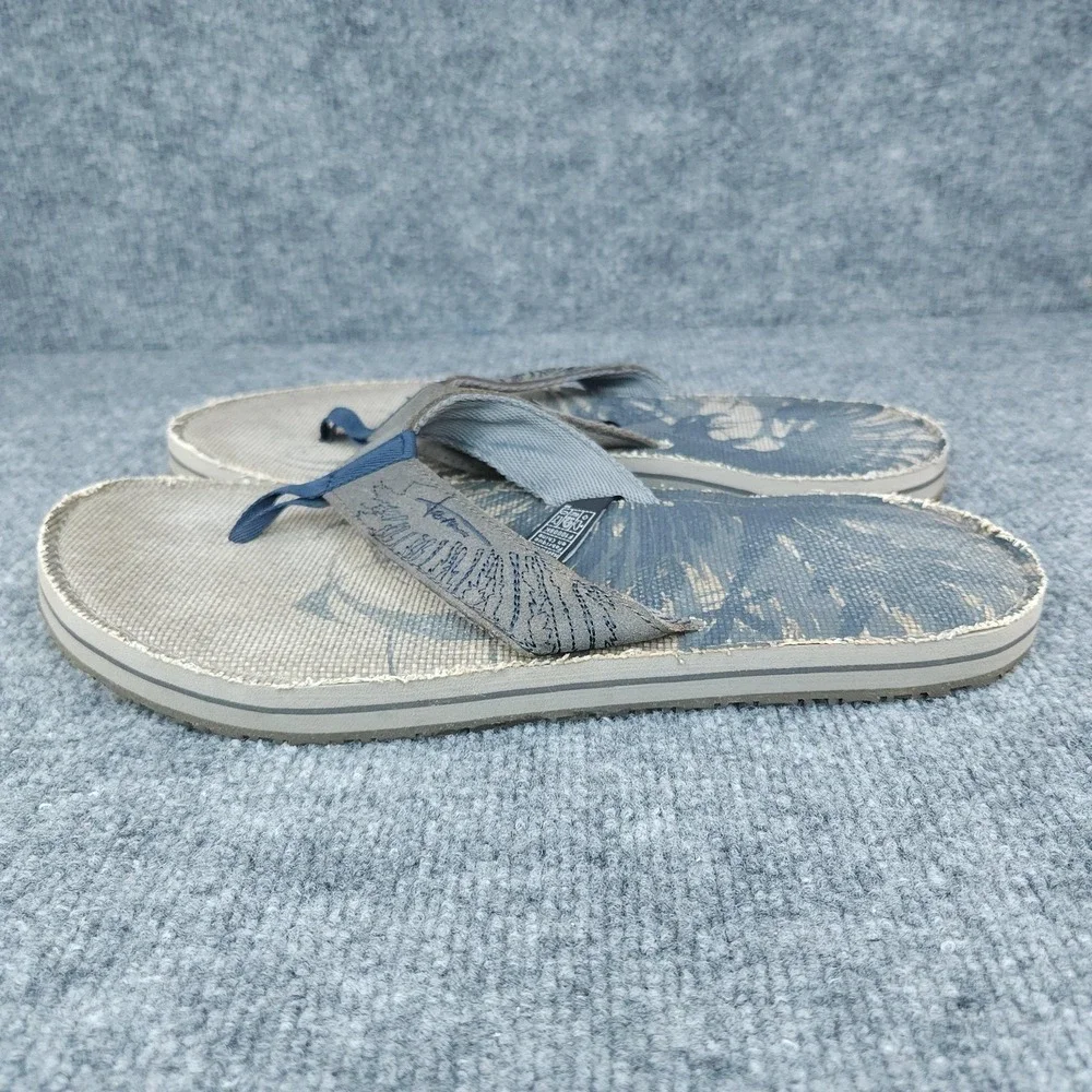 Teva Flip Flop Sandals Mens Size 11 Gray Blue Canvas Slip On Comfort Beach Shoes
